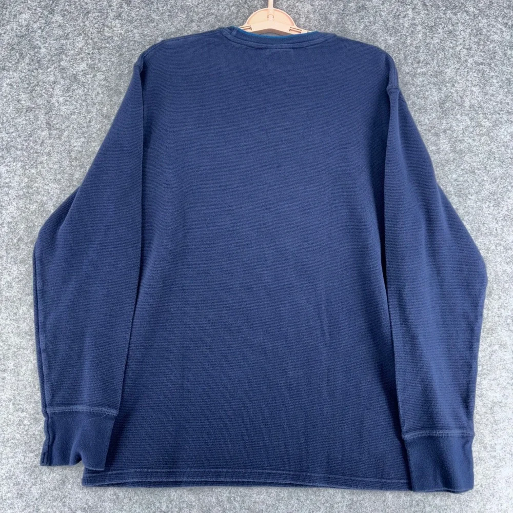 Polo Ralph Lauren Mens XL Navy Blue Waffle Knit Thermal Long Sleeve Sleep Shirt